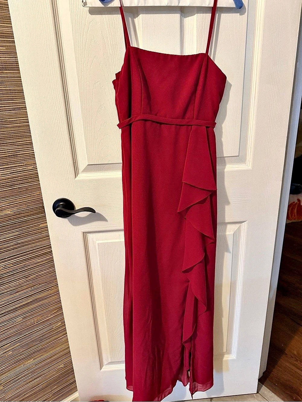 Azazie Kaylee Junior Burgundy Maxi Dress